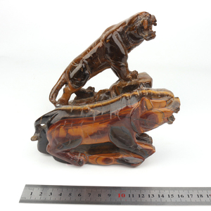 Sculptures de tigre sculptées à la main en pierre naturelle œil de tigre, artisanat en cristal, vente en gros - Product Image 3