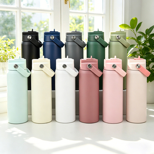 Custom Logo Leak-proof Daily Use Double Wall 24oz Insulated Stainless Steel Water <b>Bottle</b> with <b>Straw</b> & Handle - Product Image 2