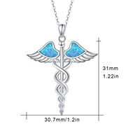 Infirmière Bijoux 925 Sterling Silver Lovable Opal Wing Luck Pendentif Collier Pour Femmes