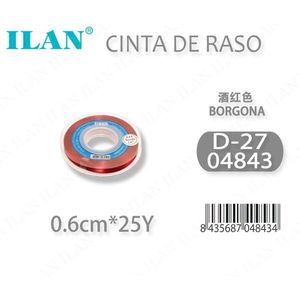 ริบบิ้นผ้าซาตินอิลัน 0.6 ซม. 25 หลา สีเบอร์กันดี รุ่น D-27 - Product Image 2