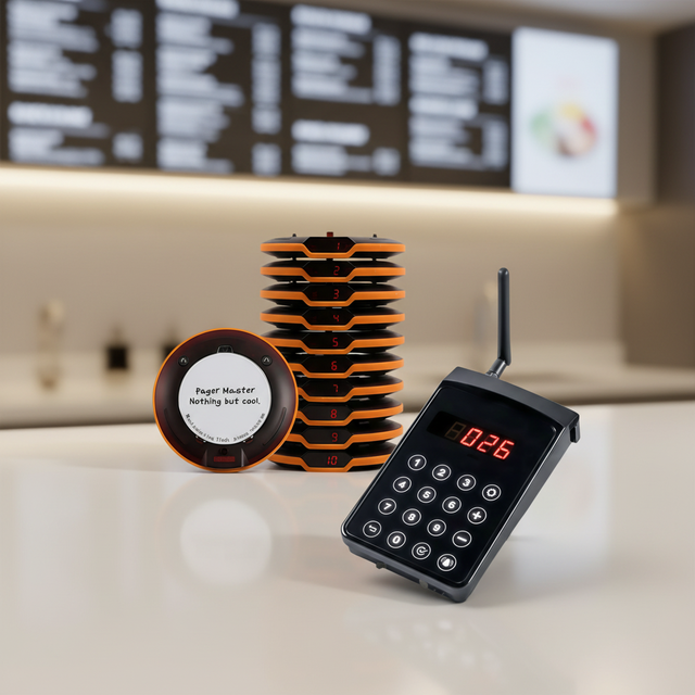 Free Logo Wireless Guest Paging System 20 Coaster Pagers for Church, Bar & Food Truck