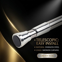 Tringle de Douche Télescopique en Acier Inoxydable, Barre à Tension Réglable, Sans Perçage, Résistante à la Rouille pour Salle de Bain