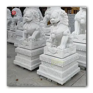 Dekoratif taş açık Foo köpek heykelleri satış