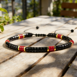 Newest Design Trendy Black & Red Natural Stone Crystal Gemstone Beaded <b>Adjustable</b> Women's Delicate <b>Bracelet</b> Valentine's Day Gift - Product Image 2