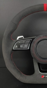 Volant personnalisé en cuir et fibre de carbone à 3 branches avec ligne d'accentuation rouge pour la <span class=keywords><strong>s</strong></span>érie <span class=keywords><strong>Audi</strong></span> - Product Image 4