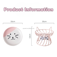 Bol d'alimentation pour chat en céramique multicolores, surélevé et amovible, facile à nettoyer, avec support en fer robuste