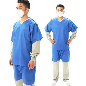 Wholesale Lab Coat Nurse Scrub Suit Summer Short Sleeve Custom Logo Patient Gown For Patient Pyjamas