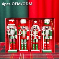 Ensemble de 4 décorations de Noël en bois, casse-noisettes suspendus, figurines de soldats de 5,12 pouces, décorations pour arbre de Noël