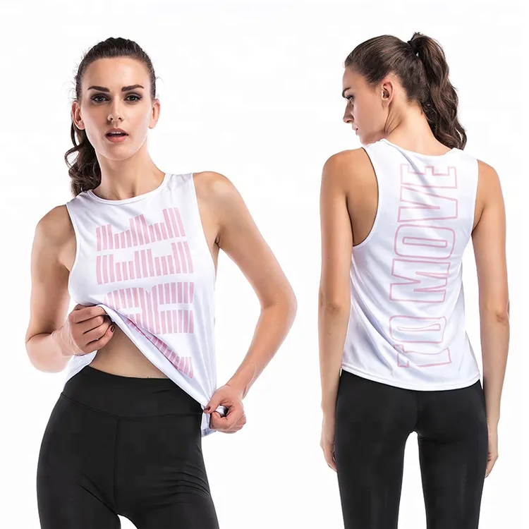 Ropa de gimnasio para mujer, camiseta sin mangas atlética holgada personalizada con tu logotipo