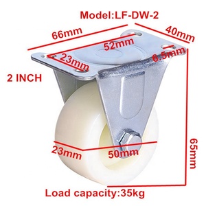 Roda resistente de <span class=keywords><strong>nylon</strong></span> leve <span class=keywords><strong>50mm</strong></span>, 2/2.5/3 polegadas hard PP infusão estande rodízio tipo aeroporto 75mm - Product Image 5