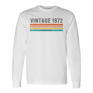 Camiseta vintage de manga larga de 1972 con cuello redondo, unisex, para adultos, edición limitada, regalo de cumpleaños número 53 - Product Image 2