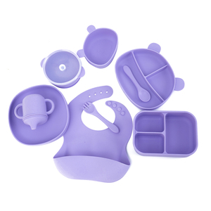 Ensemble de vaisselle en <span class=keywords><strong>silicone</strong></span> pour bébé, personnalisé, 100% de qualité alimentaire, sans BPA, avec plateau de rangement, bavoir, sucette, bol et couverts - Product Image 3
