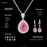 Luxuriöses 14K Weißgold Halsketten- und Ohrring-Set mit Natürlichen Rosa und Weißen Saphiren, Atemberaubendes Elegantes Schmuckgeschenk für Frauen