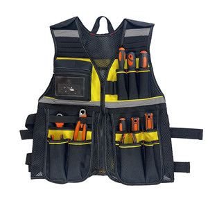 Gilet à outils en tissu Oxford jaune, grande taille 62x60, sac de travail de grande capacité pour électricien, matériel de travail du bois - Product Image 1