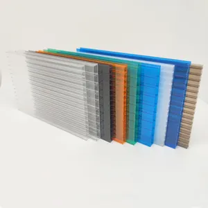 China awning Uv Coated Twin-walls Polycarbonate Hollow Sheet PC sheet roofing