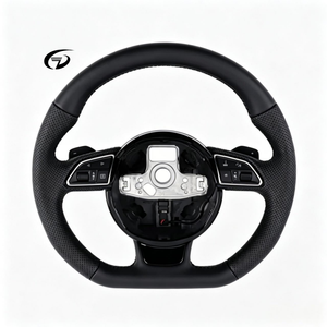 Volante de cuero genuino con base plana mejorado para <span class=keywords><strong>Audi</strong></span> TT, TTS, TTRS, R8 V8 <span class=keywords><strong>V10</strong></span> - Product Image 1