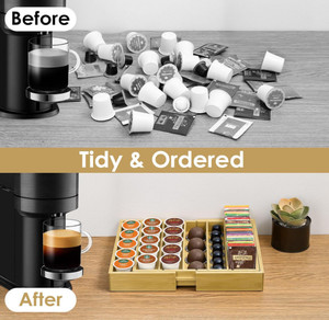 Nouveau modèle Porte-gobelet écologique en bambou K Technique polie Compatible avec les capsules <span class=keywords><strong>Nespresso</strong></span> <span class=keywords><strong>Vertuo</strong></span> Tiroir de support de dosettes de café - Product Image 4