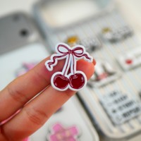 Autocollant de téléphone en métal émaillé Rose Nœud Cerise King Queen London, adhésif 3M, Dollar, Tasse à café, Voiture de sport, en alliage de zinc, métal dur