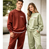 Ensemble survêtement unisexe personnalisé en coton imprimé, col rond, coupe oversize, pour hommes et femmes, tenue décontractée assortie, fabricant