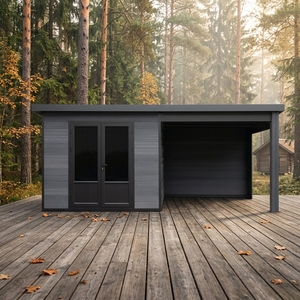 Abri de jardin modulaire préfabriqué série D en WPC avec fenêtres à température constante en verre pare-balles robuste - Product Image 4