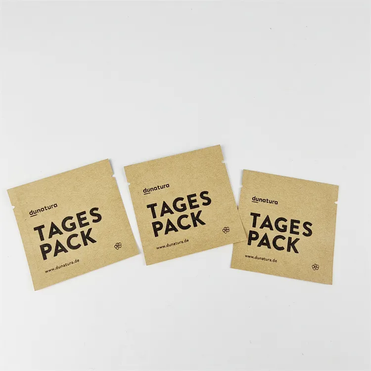 Hot Sale Customize printed Three Side Sealed Mini Kraft Paper Bag for Coffee Candy