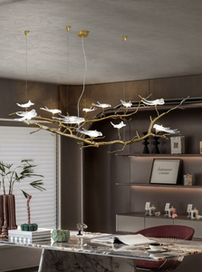 Lampada a Sospensione a Forma di Ramo in Rame per Ristorante, Bancone Bar Sala da Tè, Design Moderno, Lampada in Cristallo a Forma di Rondine in Stile Artistico Cinese - Product Image 5