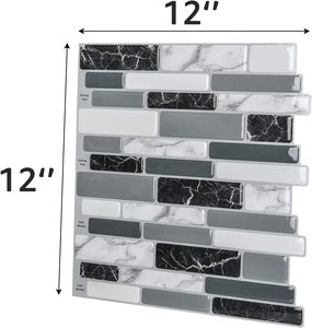 Vinilo Adhesivo Gris Mármol para Pared, 12x12 Pulgadas, Paquete de 10, Azulejos Autoadhesivos Removibles para Cocina, Baño, Decoración DIY - Product Image 5