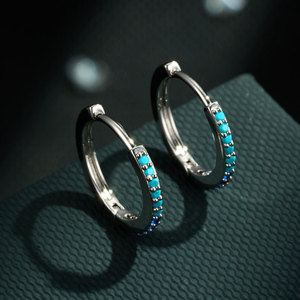Cuff Earrings Blue Gradient Micro Inlaid Zirconium Copper Alloy Geometric Design Fashion Jewelry EA14925 - Product Image 1