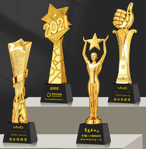 Cerimonia di premiazione della società di competizione trofei di sport di cristallo placcati in oro eco-friendly alta trasparente incisa su misura - Product Image 1