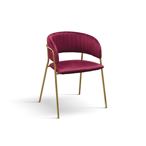 Juego de 2 Sillas Penelope de Terciopelo Burdeos con Base de Metal para Sala de Estar Interior - Product Image 1