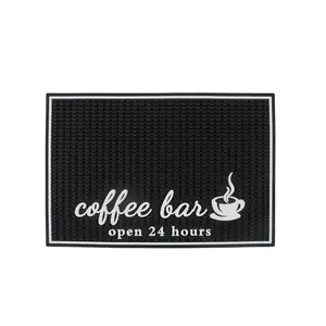แผ่นรองกันลื่นสำหรับบาร์อุปกรณ์เสริม,ที่รองแก้วกาแฟสีดำเสื่อเครื่องชงกาแฟพับได้สไตล์ใหม่