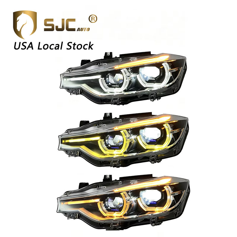 Sjc Auto Parts V3 Headlight For BMW 3 Series F30 F35 Upgrade Tri-Color LED Laser Style Front Lamp