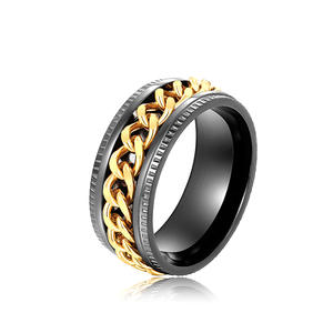 DJ065 Bagues en acier inoxydable pour hommes, plaquées or 18 carats, bijoux tendance, cadeau pour lui - Product Image 6