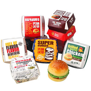 Color Design Custom Hamburger Packaging Box Food Grade Hamburger <b>Boxes</b> Fast Food <b>Burger</b> Box Foldable Take Away Food Container - Product Image 2