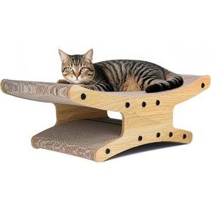 Casa Rascadora para Gatos de Cartón Resistente - <span class=keywords><strong>Rascador</strong></span> de Cartón Corrugado Grueso para Aliviar el Estrés en Interiores - Product Image 1