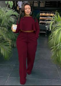 Conjunto de Dos Piezas para Mujer, Talla Grande, Estilo Casual Urbano, Marca Privada, Top Corto Personalizado, Spandex/Poliéster Transpirable - Product Image 5