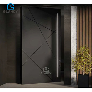 Portas Principais Modernas de Alumínio Pivotantes de Segurança para Entrada Pretas Novas da Turquia - Product Image 2