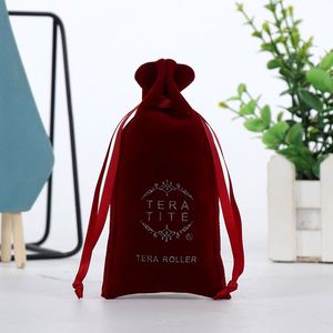 Bolsa de terciopelo para joyas estilo bolso de mano con cordón, bolsa de felpa larga personalizada con cinturón -026 - Product Image 1