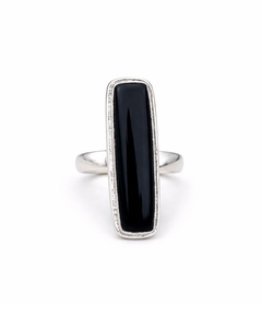 Black Onyx Long Bar <b>Ring</b> in 925 Sterling <b>Silver</b> Minimalist Rectangle Gemstone Jewelry for Everyday Wear Special Occasions - Product Image 3