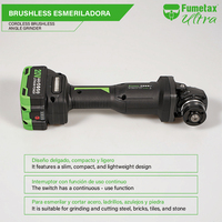 FUMETAX Mini Gerinda Sudut Profesional Industri Tanpa Kabel Bertenaga Baterai dengan Motor Brushless, Diameter Disc 115mm untuk Pengkondisian Permukaan Geser