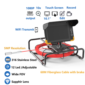 Glasvezel Kabel Met Rem 10.1Inch Touch Monitor Videocamera Rioolbuis Inspectie Camera Afvoer Inspectie Apparatuur - Product Image 2