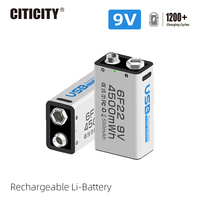 CITICITY Baterai Isi Ulang Li-ion 9V 4-Pack 9V 400mAh 1200 siklus Untuk Detektor Alarm Asap Daya Tahan Siklus Panjang
