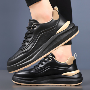 Chaussures de sport décontractées pour hommes, style tendance printemps 2023, avec empeigne en cuir imperméable et antidérapante, baskets multi-usages - Product Image 4