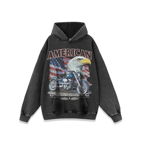 Sudadera con capucha de invierno de peso pesado, estampada, con efecto desgastado, de corte holgado, unisex, estilo hip-hop, de marca de moda, transfronteriza - Product Image 3