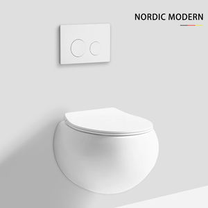 Inodoro de Cerámica con Forma de Huevo, Montado en la Pared, para Baño, Suspendido, para Apartamentos <span class=keywords><strong>Pequeños</strong></span>, con Drenaje en la Pared, Cisterna Empotrada - Product Image 2