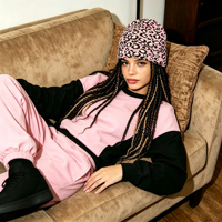 AMCLEVER Bonnet réversible en jacquard à lettres, motif léopard, tricoté, chaud, avec cache-oreilles, unisexe, pour l'hiver, personnalisable avec logo, style streetwear