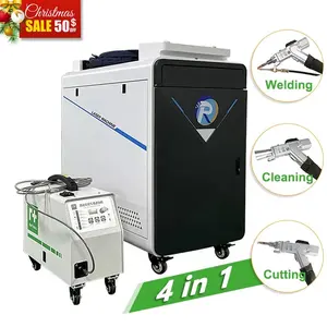 Laser maks 1000w 1500w 2000w 3000w, mesin pemotong dan pembersih las serat Laser tiga dalam satu