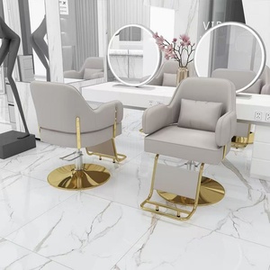Chaise de coiffure de salon de beauté en acier inoxydable de luxe, couleur personnalisée, base dorée, cadre métallique, vente chaude - Product Image 2