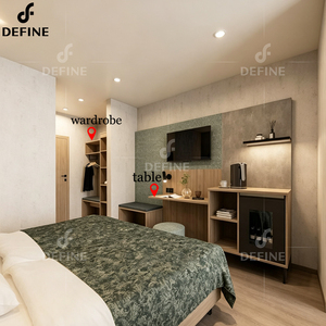 Juego de Muebles de Dormitorio de <span class=keywords><strong>Hotel</strong></span> de Lujo de 5 Estrellas, Muebles de <span class=keywords><strong>Hotel</strong></span> Modernos Completos, Juegos de Muebles de Dormitorio de Madera Personalizables para Hoteles Resort - Product Image 3