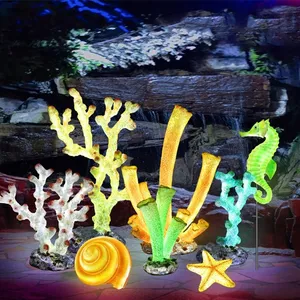 Fiberglass Seafood Props Lighting Coral Fish Shell Statue Decoration For Restaurant Decoration